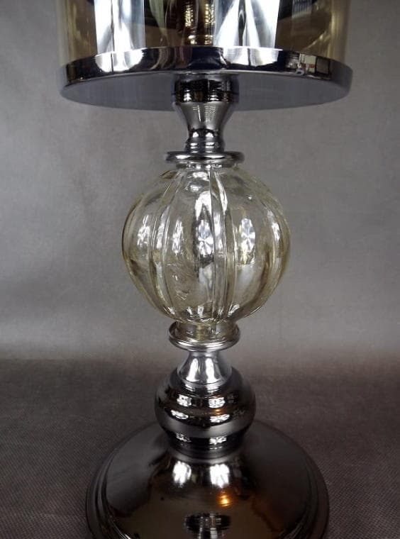 Ljusstake av grafitkrom och rökt glas, 15x41 cm