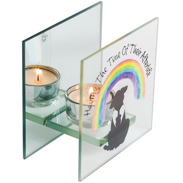 Värmeljushållare - Rainbow bridge friends ljuslykta - 2361 - Värmeljushållare i glas i form av en hund