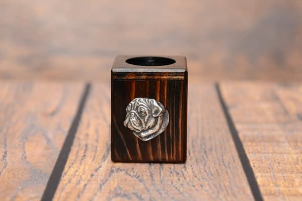 Mops, Mops, Carlin I - träljusstake med en hund, en unik souvenir efter förlusten av en hund, hantverk av Art-Dog