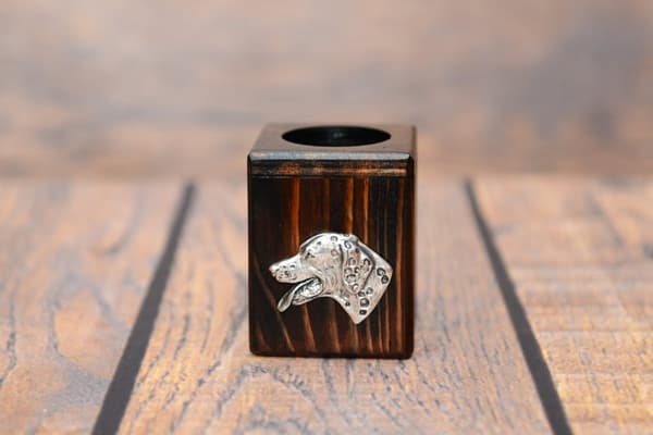 Dalmatian, Dalmatian Pointer - träljusstake med en hund, en unik souvenir efter förlusten av en hund, hantverk av Art-Dog