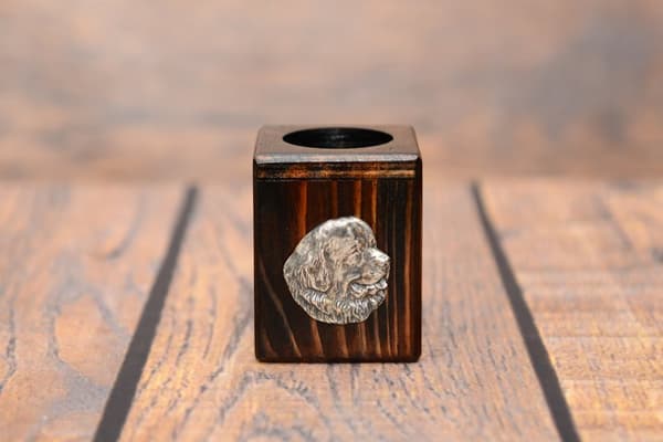 Newfoundland, Newfoundland, Wodołaz - träljusstake med en hund, en unik souvenir efter förlusten av en hund, hantverk av Art-Dog
