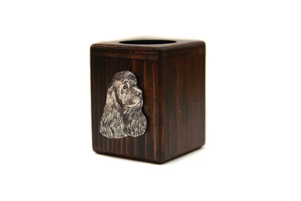 American Cocker Spaniel - træ lysestage med en hund, en unik souvenir efter tabet af en hund, håndværk af Art-Dog