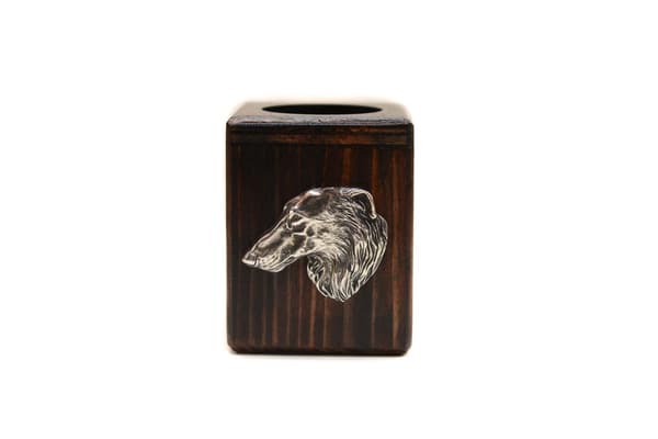 Russisk Borzoi, Borzoi, Barzoi - træ lysestage med en hund, en unik souvenir efter tabet af en hund, håndværk af Art-Dog