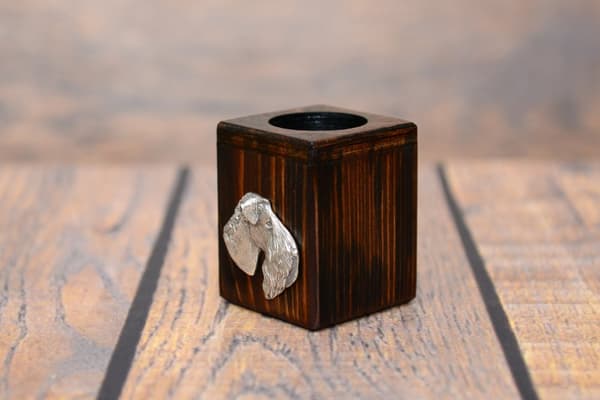 Kerry Blue Terrier, Irish Blue Terrier - träljusstake med en hund, en unik souvenir efter förlusten av en hund, hantverk av Art-Dog