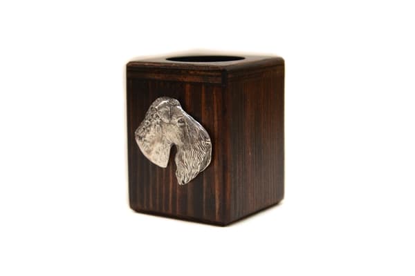 Kerry Blue Terrier, Irish Blue Terrier - träljusstake med en hund, en unik souvenir efter förlusten av en hund, hantverk av Art-Dog