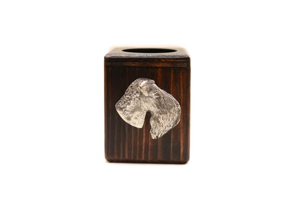 Kerry Blue Terrier, Irish Blue Terrier - träljusstake med en hund, en unik souvenir efter förlusten av en hund, hantverk av Art-Dog