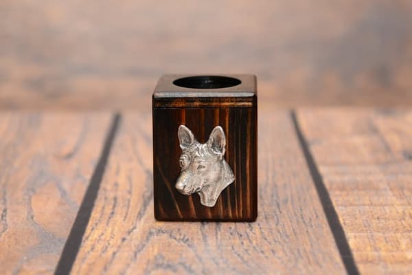 Basenji, Basenji, Congo Dog - træ lysestage med en hund, en unik souvenir efter tabet af en hund, håndværk af Art-Dog