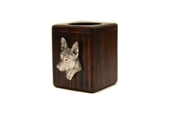 Basenji, Basenji, Congo Dog - træ lysestage med en hund, en unik souvenir efter tabet af en hund, håndværk af Art-Dog
