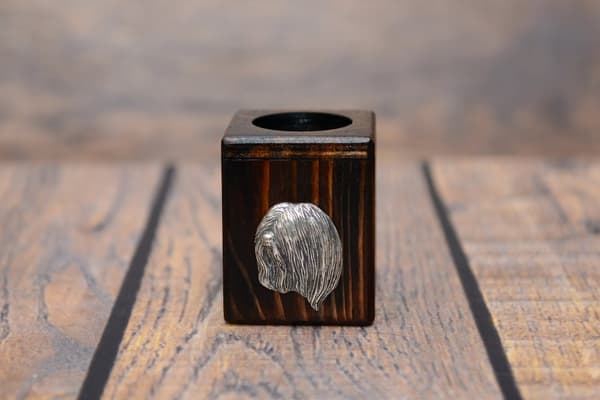 Lhasa Apso - träljusstake med en hund, en unik souvenir efter förlusten av en hund, hantverk av Art-Dog