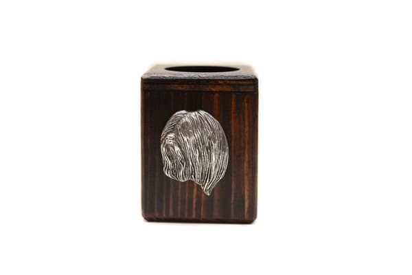 Lhasa Apso - träljusstake med en hund, en unik souvenir efter förlusten av en hund, hantverk av Art-Dog