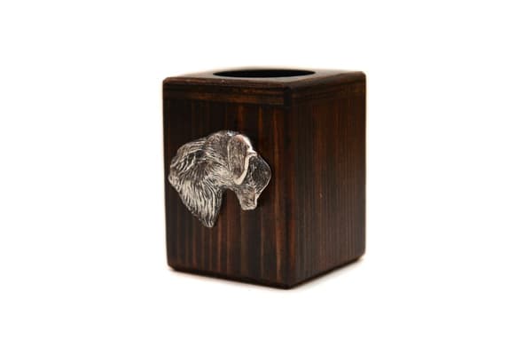 Czech Terrier, Cesky Terrier - träljusstake med en hund, en unik souvenir efter förlusten av en hund, hantverk av Art-Dog