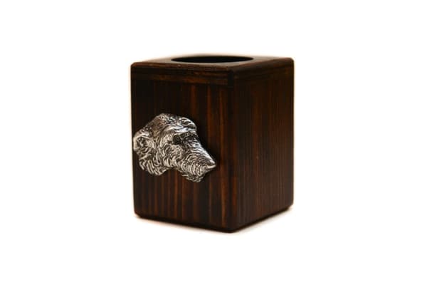 Irsk ulvehund, irsk ulvehund - træ lysestage med en hund, en unik souvenir efter tabet af en hund, håndværk af Art-Dog