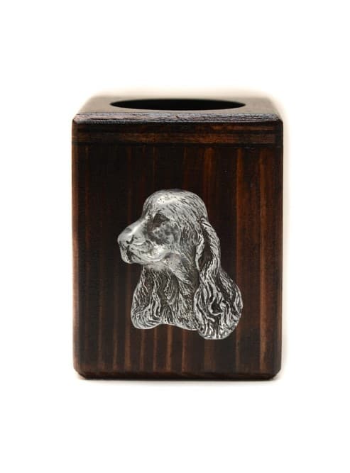 Engelsk Cocker Spaniel - træ lysestage med en hund, en unik souvenir efter tabet af en hund, håndværk af Art-Dog