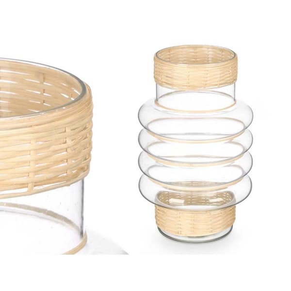 Lyseholder SG-29853 Gennemsigtig Natur Glas Spanskrør 18 x 30 x 18 cm (6 enheder)