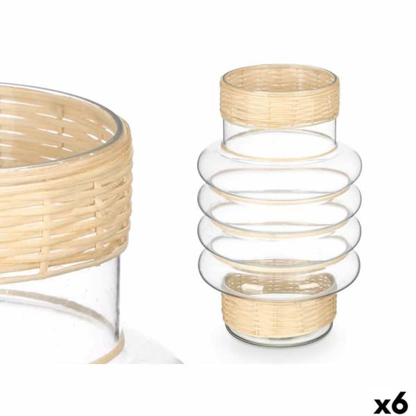 Lyseholder SG-29853 Gennemsigtig Natur Glas Spanskrør 18 x 30 x 18 cm (6 enheder)