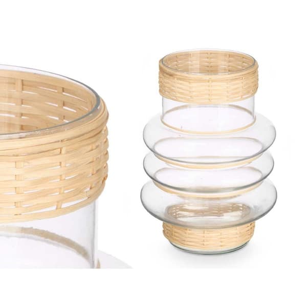 Lyseholder SG-29857 Gennemsigtig Natur Glas Spanskrør 18 x 24 x 18 cm (6 enheder)
