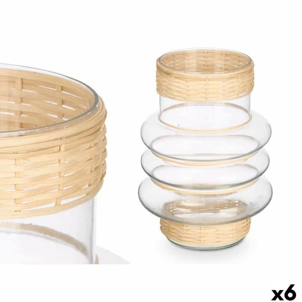 Lyseholder SG-29857 Gennemsigtig Natur Glas Spanskrør 18 x 24 x 18 cm (6 enheder)