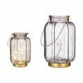 Miniatyrbillede 3 af 3: LED-lanterne Striber Grå Gylden Glas 13,5 x 22 x 13,5 cm (6 enheder)