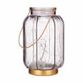 Miniatyrbillede 2 af 3: LED-lanterne Striber Grå Gylden Glas 13,5 x 22 x 13,5 cm (6 enheder)