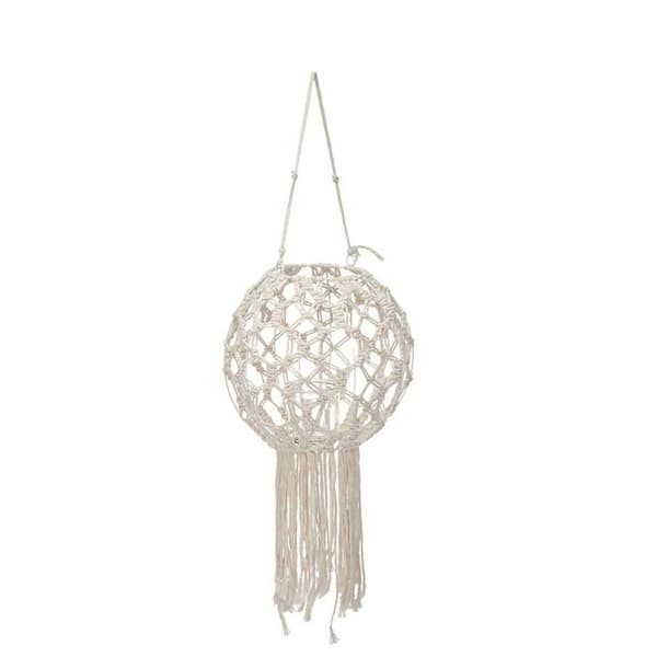 Lyseholder Makramé Hvid Bomuld 25 x 27 x 25 cm (4 enheder)