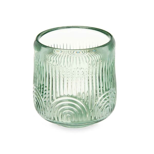 Lyseholder Striber Grøn Krystal 9 x 9,5 x 9 cm (12 enheder)