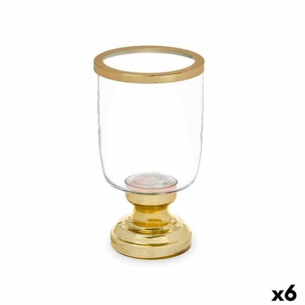 Lyseholder Vinglas Gylden Stål 12 x 24,5 x 12 cm (6 enheder)