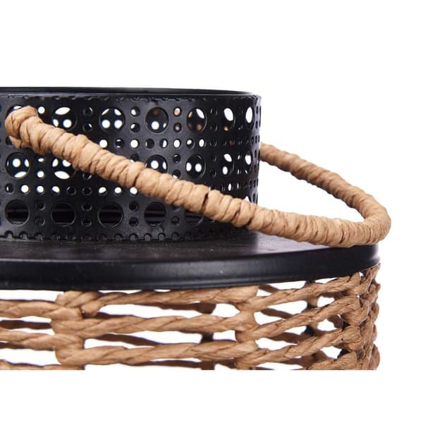 Laantarn Sort Metal 17 x 23 x 17 cm (4 enheder) Spanskrør
