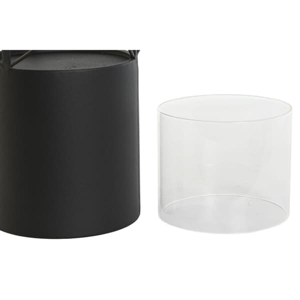 Kynttilänjalka Home ESPRIT Musta Metalli Kristalli 24,5 x 24,5 x 46 cm (2 osaa)