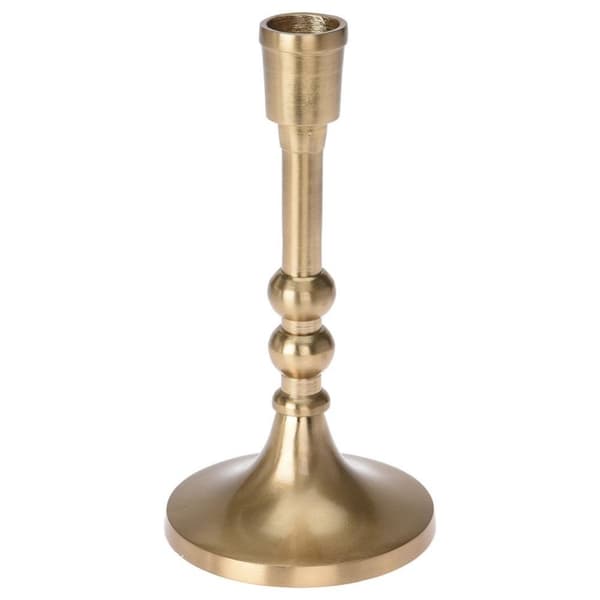Ljusstakeställ i aluminium, stativ för ett långt ljus, ett guldljus, 17 cm