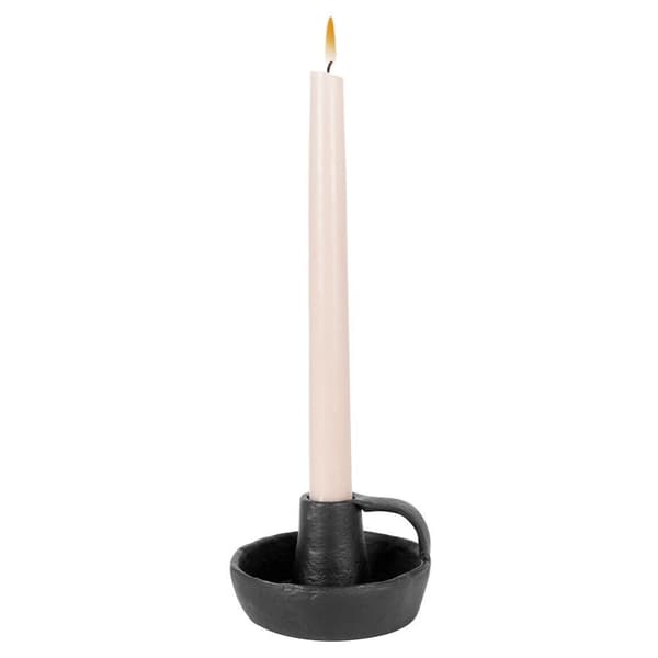 Svart aluminiumljushållare för ett långt ljus, 10x6 cm