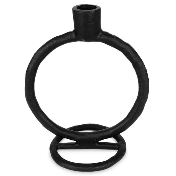 Svart aluminiumljushållare för ett långt ljus, 19 cm
