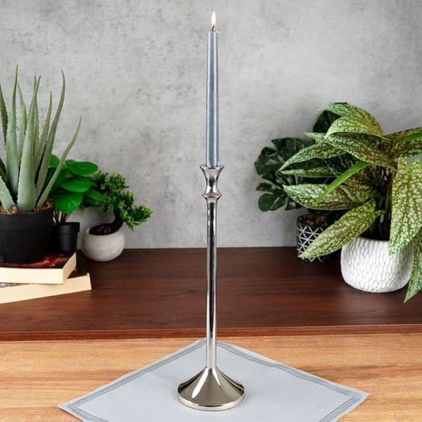 Lysestage i sølv i aluminium til et langt lys, 40 cm