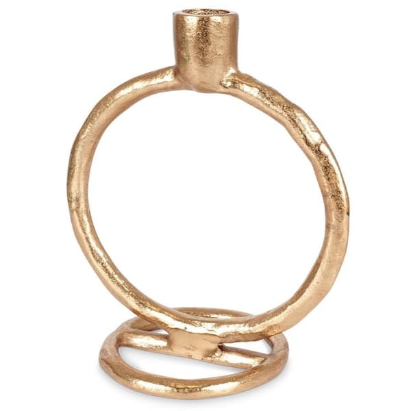 Guld aluminium lysestage til et langt lys, 19 cm