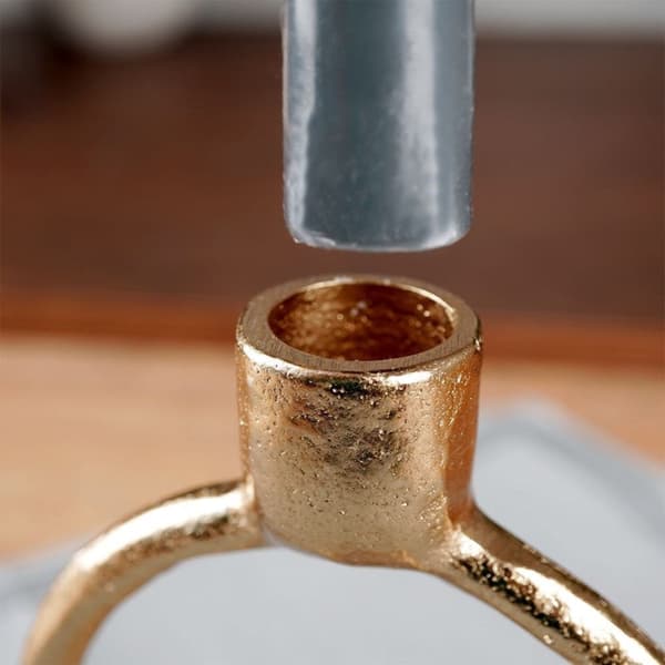 Guld aluminium lysestage til et langt lys, 19 cm