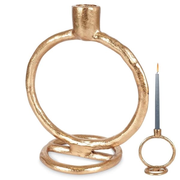 Ljushållare i guld i aluminium för ett långt ljus, 19 cm