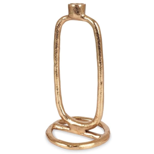 Ljushållare i guld i aluminium för ett långt ljus, 24 cm
