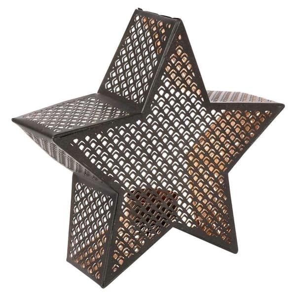 Värmeljusstake aluminium guld svart stjärna 21x20 cm