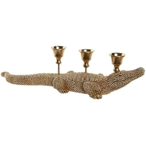 Dekorativ statyett - HOME ESPRIT - Gyllene ljusstake - 42,5 x 12,5 x 11,5 cm - Flerfärgad - Inomhus