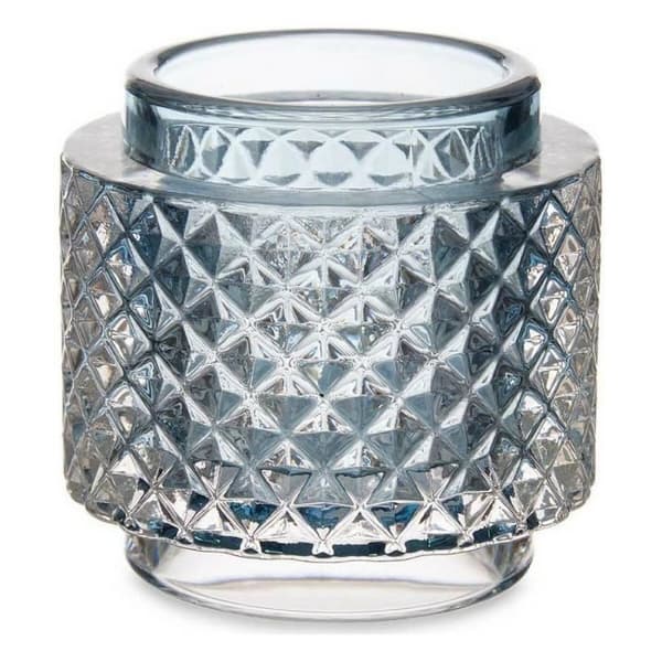ljushållare i blått glas (9 x 8,8 x 9 cm)