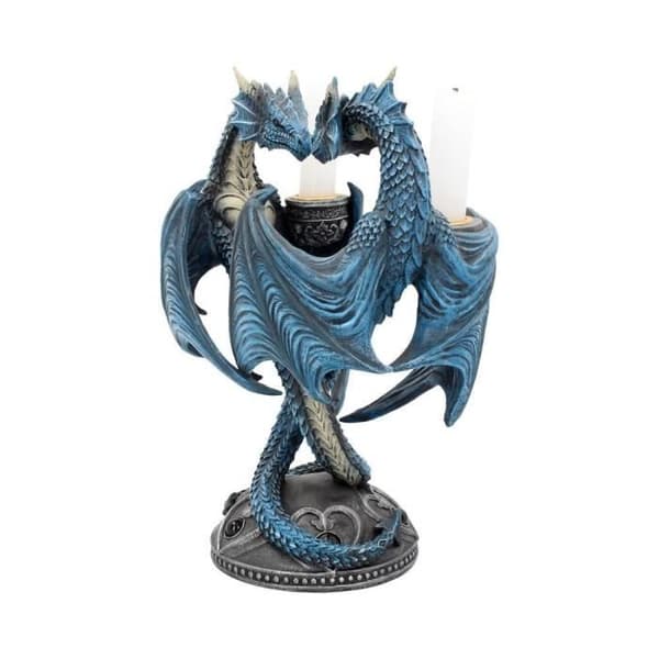 Bougeoir Dragon Heart Nemesis Now - Gothisk dekoration i blått resin