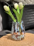 Miniatyrbillede 3 af 3: Lykta Glas Mönstrad Brun/Vit 15 cm