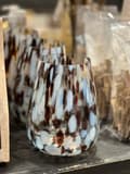 Miniatyrbillede 2 af 3: Lykta Glas Mönstrad Brun/Vit 15 cm