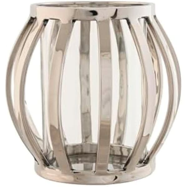 Ljushållare - HOME ESPRIT - Silver värmeljushållare - Glas och stål - 14 x 14 x 14 cm - Flerfärgad