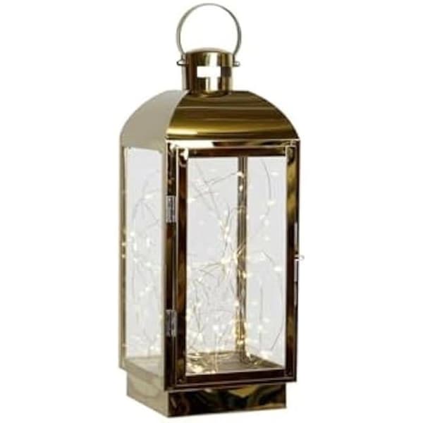 Lykta - DKD HEMDEKOR - S3052533 - Rostfritt stål - Flerfärgad - 15 x 14 x 36 cm