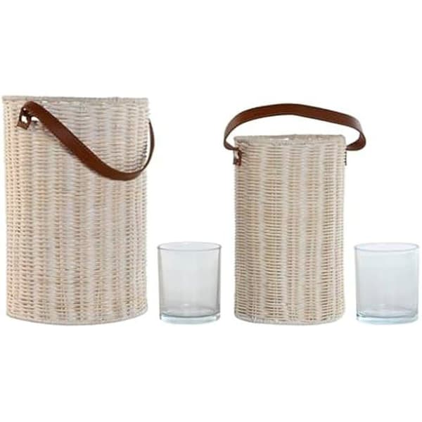 Ljushållare - HOME ESPRIT - Set med 2 värmeljushållare - Glas - Flerfärgad - 20 x 20 x 30 cm