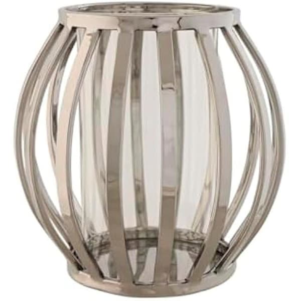 Ljushållare - HOME ESPRIT - Silver värmeljushållare - Glas och stål - 19 x 19 x 19 cm - Flerfärgad