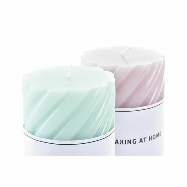 Stearinlys DKD Home Decor Relax Turkisblå Lyserød Spiraler Voks (2 enheder) (7 x 7 x 14 cm)