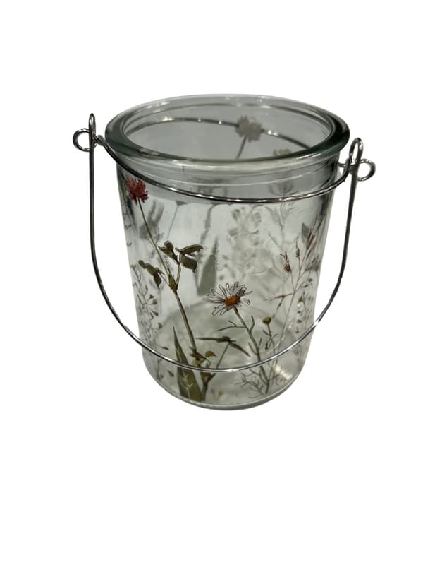 Ljushållare Lykta Blommor Fjäril Glas 10 cm