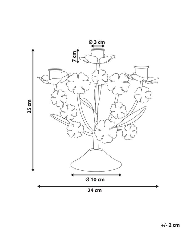 Lysestake Gull til 3 Stearinlys Blomst Kandelaber Jern Moderne Minimalistisk Design Dekorasjon