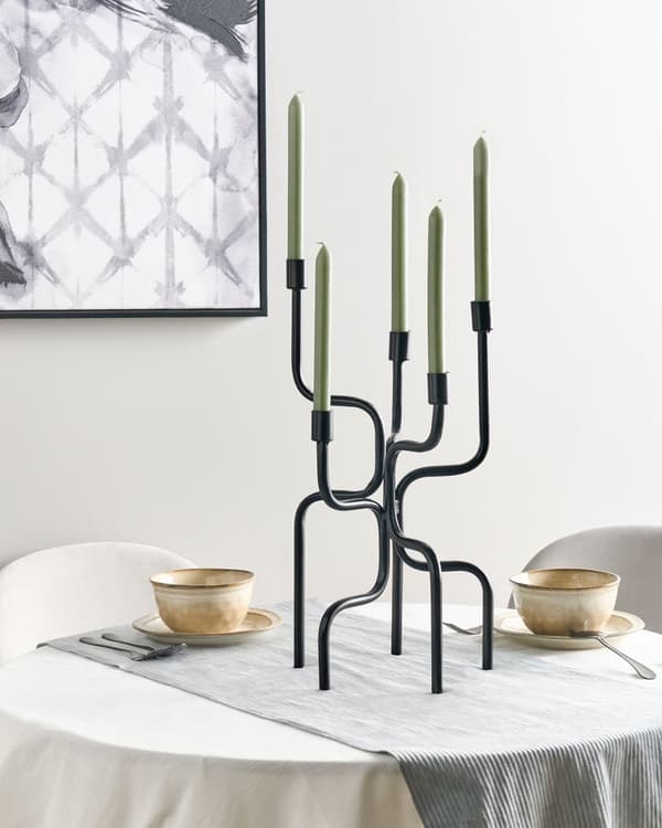 Lysestake Svart 5-armet Jern Moderne Minimalistisk Stil Design Dekorasjon